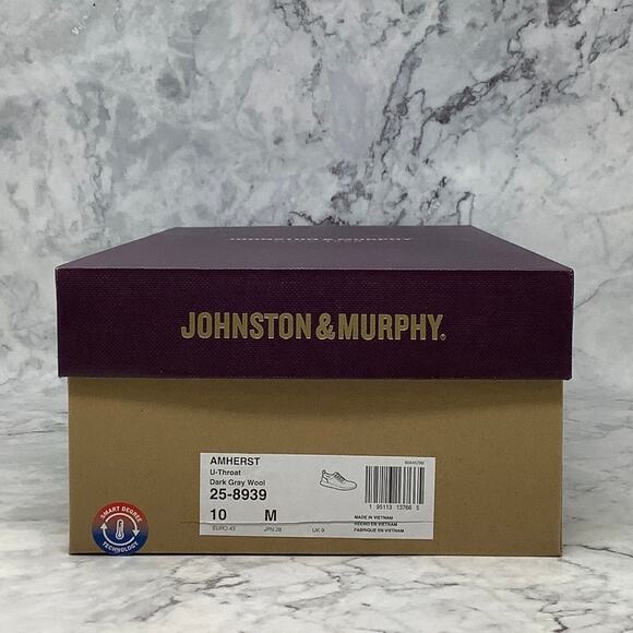 Johnston & Murphy Mens 10M Dark Gay Wool Leather Amherst U Throat Shoes N4-28 - Picture 8 of 9